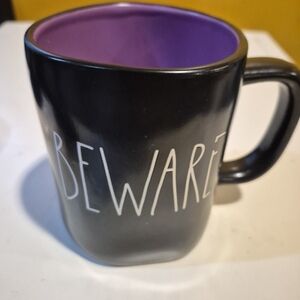 Rae Dunn Black and Purple 'BEWARE' Mug